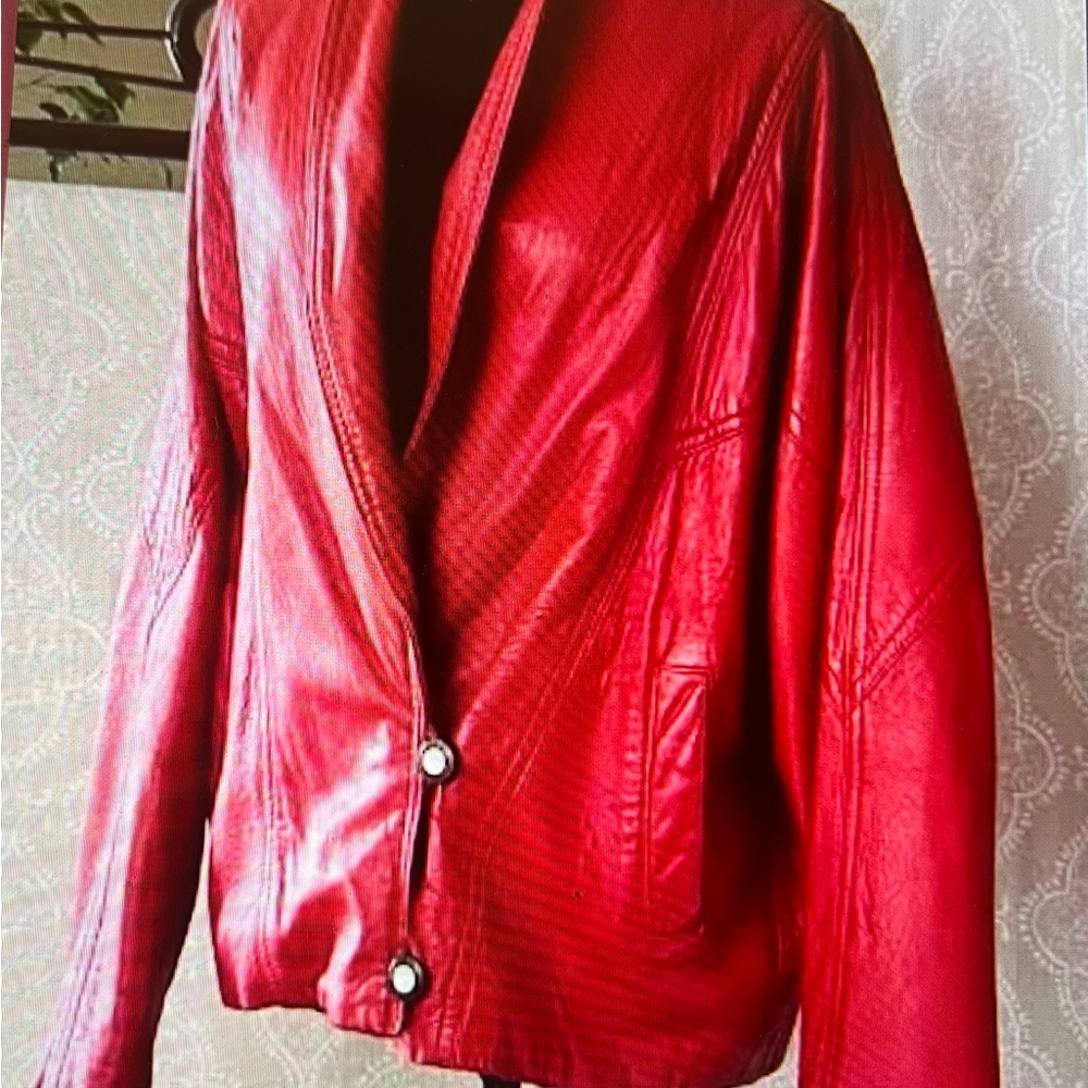 Buttery Soft Red Leather “la nouvelle Renaissance” Jacket Medium Orig. $450!